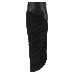 The Andamane Black Viscose Midi Women's Skirt